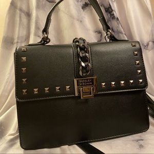 Badgley Mischka Black Studded Crossbody Handbag